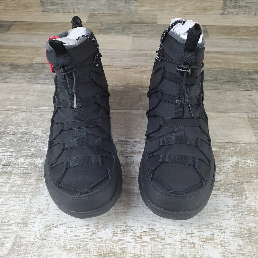 KEEN Uneek SNK Mens Chukka Boots Sz 11.5 Triple Black Mid Top Lace Up Waterproof